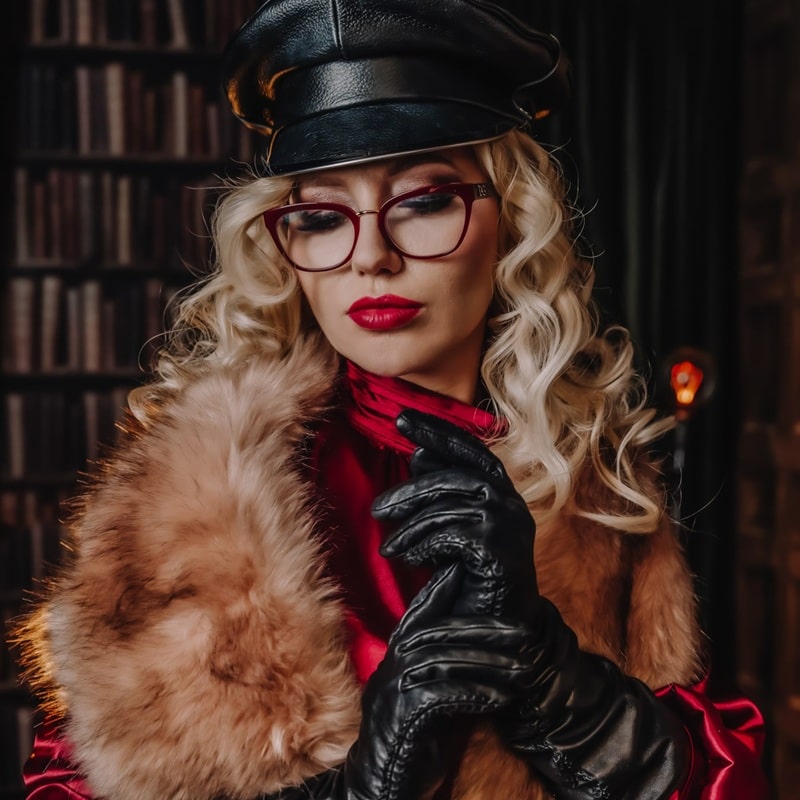 mistress wildfire wearing black gloves
